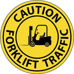 NMC - "Caution Forklift Traffic", 2-1/2" Wide x 2-1/2" High, Aluminum Safety Sign - Caliber Tooling