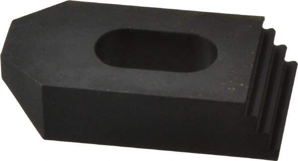 Jergens - 1/2" Stud, Low Carbon Steel, Plain Strap Clamp - 1/2" Travel, 2-1/2" OAL x 1-1/4" Wide x 5/8" High, Black Oxide Finish, Tapered Nose - Caliber Tooling