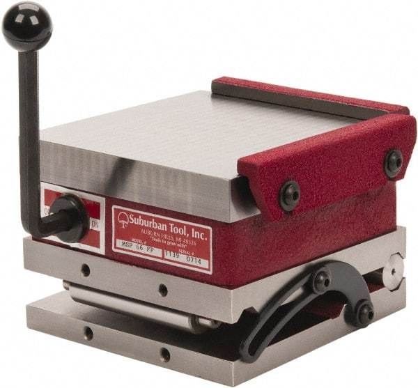 Suburban Tool - 6" Long x 6" Wide x 4-1/4" High, Fine Pole, Steel Sine Plate & Magnetic Chuck Combo - 0.0002" Tolerance, Square to 0.0002", (2) Rails & Handle - Caliber Tooling