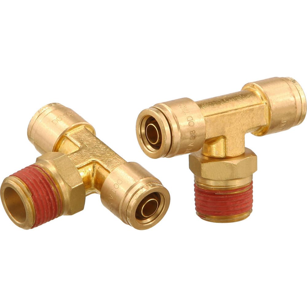 Metal Push-To-Connect Tube Fittings; Fitting Type: TEE BRCH SWV; Connection Type: Push-to-Connect x MNPT; Material: Brass; Thread Size: 1/4″; Tube Outside Diameter: 3/8; Fitting Shape: Tee; Maximum Working Pressure (Psi