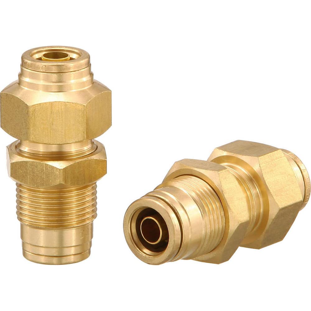 Metal Push-To-Connect Tube Fittings; Fitting Type: BULKHEAD; Connection Type: Push-to-Connect; Material: Brass; Tube Outside Diameter: 5/8; Fitting Shape: Straight; Maximum Working Pressure (Psi - 3 Decimals): 250.000; Standards: DOT; End Connections: Pus