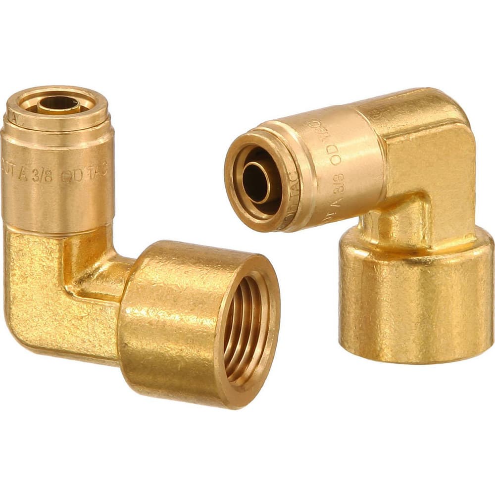 Metal Push-To-Connect Tube Fittings; Fitting Type: ELBOW; Connection Type: Push-to-Connect x FNPT; Material: Brass; Thread Size: 1/2″; Tube Outside Diameter: 1/2; Fitting Shape: 90 ™ Elbow; Maximum Working Pressure (Psi - 3 Decimals): 250.000; Standards: