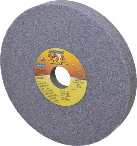 Norton - 8" Diam x 1-1/4" Hole x 1" Thick, J Hardness, 46 Grit Surface Grinding Wheel - Aluminum Oxide, Type 5, Coarse Grade, 3,600 Max RPM, Vitrified Bond, One-Side Recess - Caliber Tooling