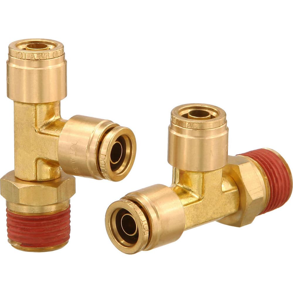 Metal Push-To-Connect Tube Fittings; Fitting Type: TEE RUN SWV; Connection Type: Push-to-Connect x MNPT; Material: Brass; Thread Size: 3/8″; Tube Outside Diameter: 1/2; Fitting Shape: Tee; Maximum Working Pressure (Psi