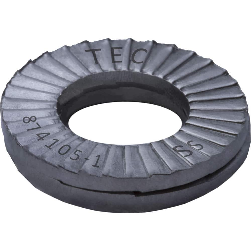 Wedge Lock Washers; Thread Size: 1/4; Material: Stainless Steel; Inside Diameter: 0.283 in; Outside Diameter: 0.531 in; Finish: Uncoated; Hardness: Kolsterize Case Hardened; Standards: MIL-STD-1312-7   ISO 9001:2008    ISO TS16949; Thickness: 2.2 in