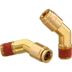 Metal Push-To-Connect Tube Fittings; Fitting Type: 45 ™ EL; Connection Type: Push-to-Connect x MNPT; Material: Brass; Thread Size: 1/4″; Tube Outside Diameter: 1/4; Fitting Shape: 45 ™ Elbow; Maximum Working Pressure (Psi