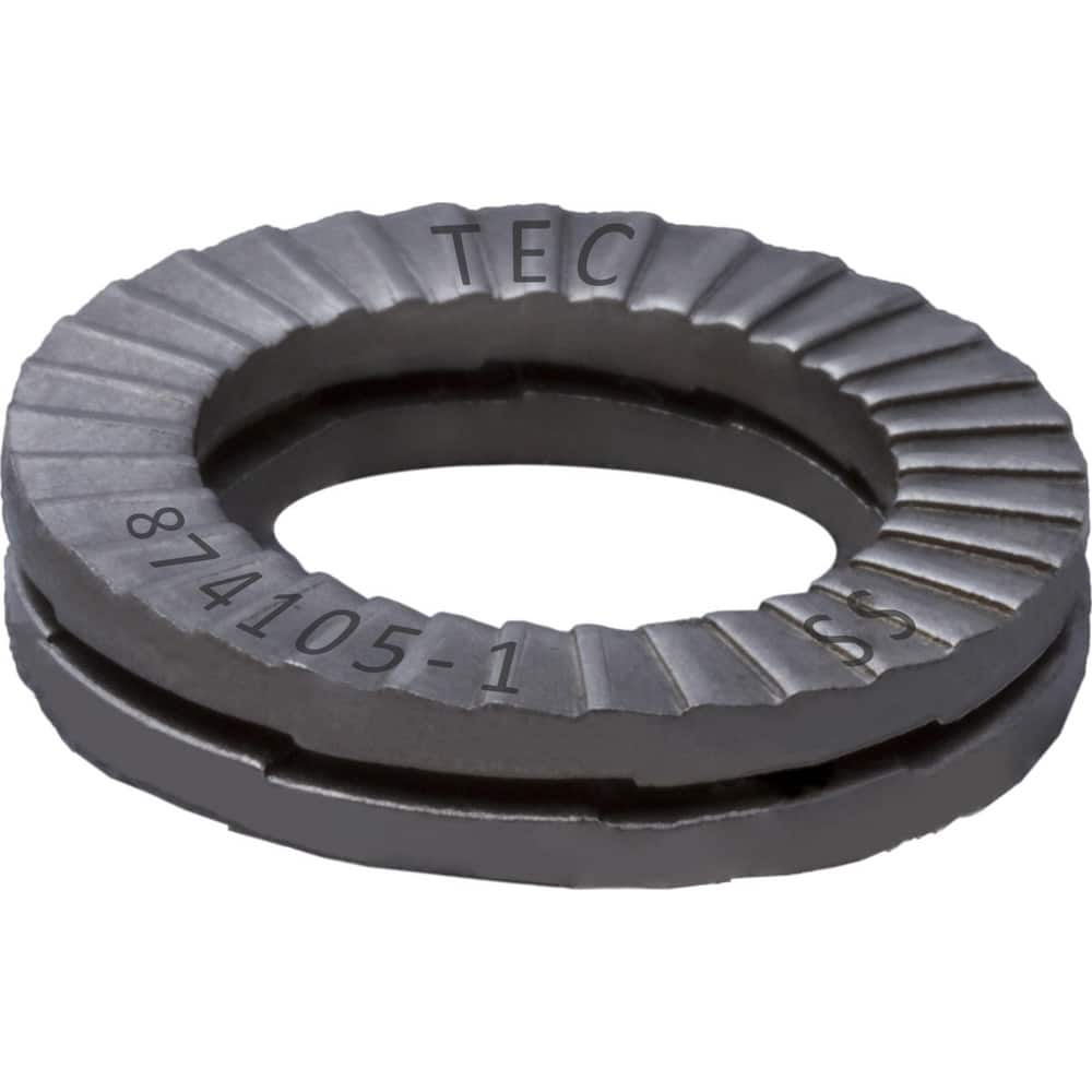 Wedge Lock Washers; Thread Size: 9/16; M14; Material: Stainless Steel; Inside Diameter: 0.598 in; Outside Diameter: 0.906 in; Finish: Uncoated; Hardness: Kolsterize Case Hardened; Standards: MIL-STD-1312-7   ISO 9001:2008    ISO TS16949; Thickness: 3.0 in