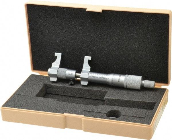 Mitutoyo - 2 to 3 Inch Range, Carbide Satin Chrome Coated, Mechanical Inside Caliper Micrometer - 0.001 Inch Graduation, 0.0004 Inch Accuracy - Caliber Tooling