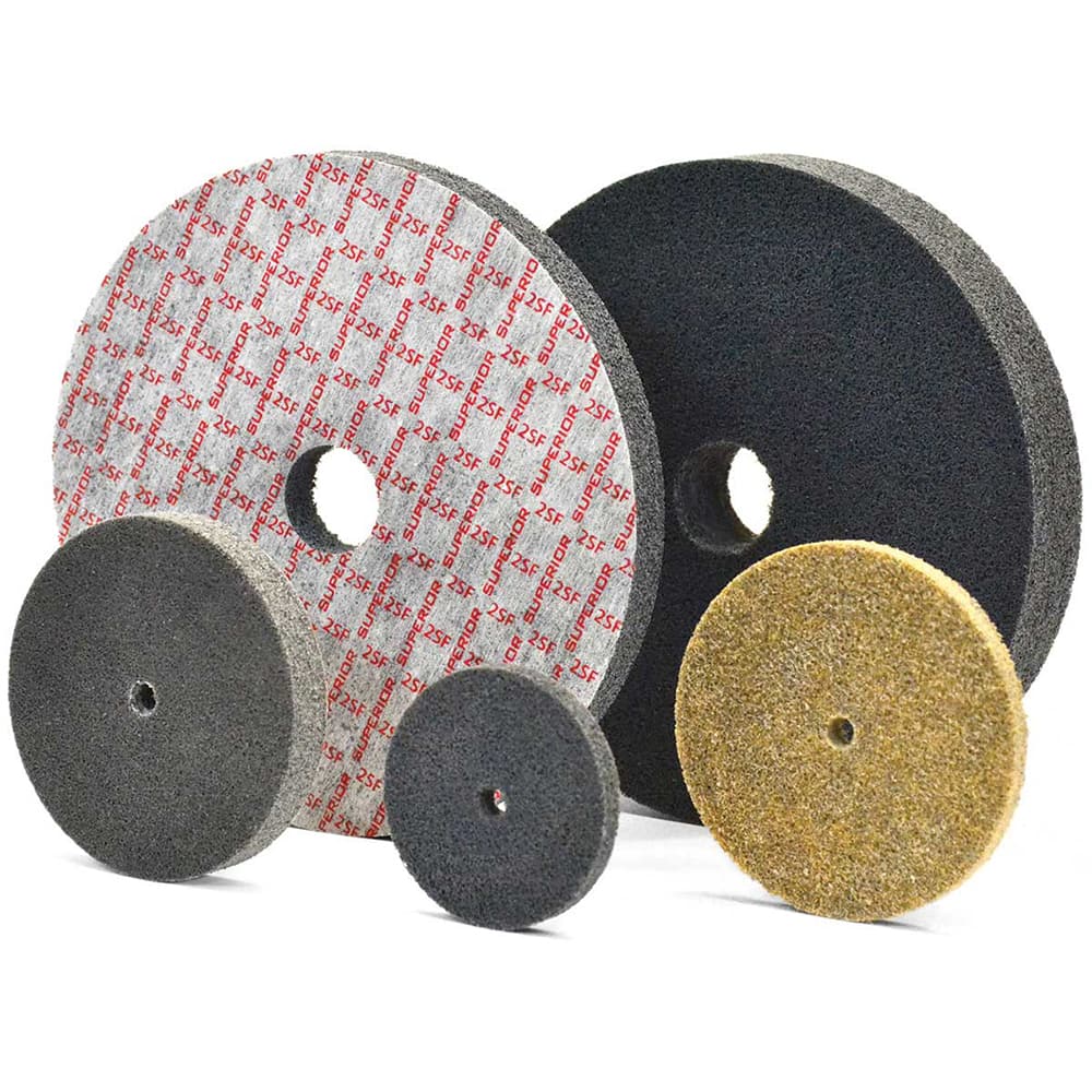 Superior Abrasives - Deburring Wheels; Wheel Type: Unitized ; Wheel Diameter (Inch): 3 ; Center Hole Size (Inch): 1/4 ; Abrasive Material: Aluminum Oxide ; Grade: Medium ; Density: 6 - Exact Industrial Supply