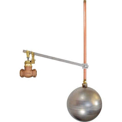 Control Devices - 3/4" Pipe, Brass & Bronze, Globe Pattern-Single Seat, Mechanical Float Valve - 100 psi, FIP x FIP End Connections - Caliber Tooling