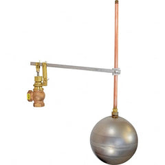 Control Devices - 3/4" Pipe, Brass & Bronze, Angle Pattern-Single Seat, Mechanical Float Valve - 100 psi, FIP x FIP End Connections - Caliber Tooling