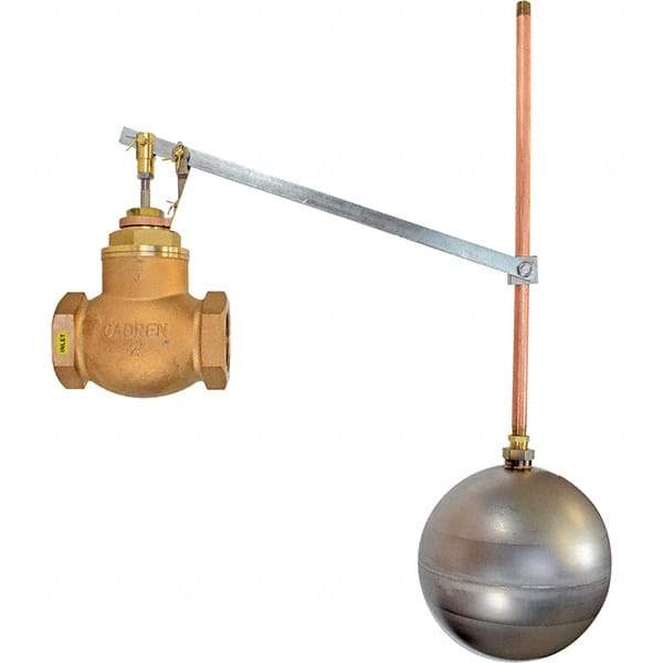 Control Devices - 2" Pipe, Brass & Bronze, Globe Pattern-Single Seat, Mechanical Float Valve - 75 psi, FIP x FIP End Connections - Caliber Tooling