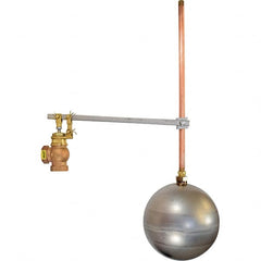 Control Devices - 3/4" Pipe, Brass & Bronze, Angle Pattern-Single Seat, Mechanical Float Valve - 100 psi, FIP x FIP End Connections - Caliber Tooling