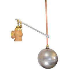 Control Devices - 1-1/4" Pipe, Brass & Bronze, Angle Pattern-Single Seat, Mechanical Float Valve - 100 psi, FIP x FIP End Connections - Caliber Tooling