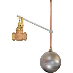 Control Devices - 1-1/4" Pipe, Brass & Bronze, Globe Pattern-Single Seat, Mechanical Float Valve - 100 psi, FIP x FIP End Connections - Caliber Tooling