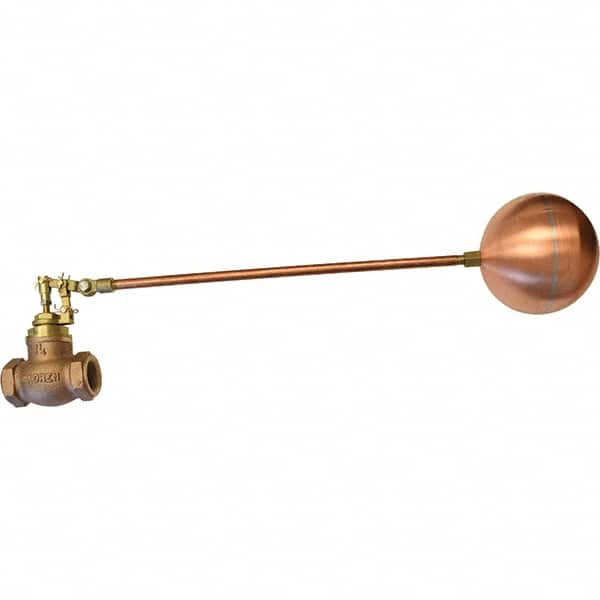 Control Devices - 1-1/2" Pipe, Brass & Bronze, Globe Pattern-Double Seat, Mechanical Float Valve - 100 psi, FIP End Connections - Caliber Tooling