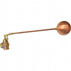 Control Devices - 1-1/4" Pipe, Brass & Bronze, Angle Pattern-Double Seat, Mechanical Float Valve - 100 psi, FIP End Connections - Caliber Tooling