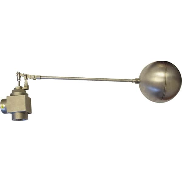 Control Devices - 2" Pipe, Stainless Steel, Angle Pattern-Double Seat, Mechanical Float Valve - 75 psi, FIP End Connections - Caliber Tooling