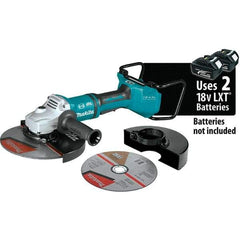 Makita - 9" Wheel Diam, 6,000 RPM, Cordless Angle & Disc Grinder - 5/8-11 Spindle, 36 Volts - Caliber Tooling