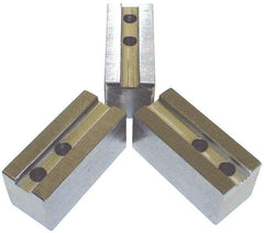 H & R Manufacturing - 3/32 x 90° Serrated Attachment, Square Soft Lathe Chuck Jaw - 3 Jaws, Steel, 1-9/16" Btw Mount Hole Ctrs, 6-1/4" Long x 2-1/2" Wide x 3" High, 1" Groove - Caliber Tooling