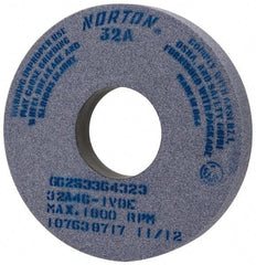 Norton - 14" Diam x 5" Hole x 2" Thick, I Hardness, 46 Grit Surface Grinding Wheel - Aluminum Oxide, Type 1, Coarse Grade, 1,800 Max RPM, Vitrified Bond, No Recess - Caliber Tooling