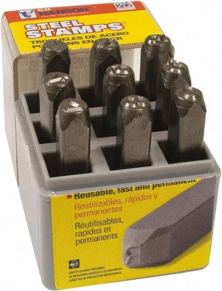 C.H. Hanson - 9 Piece, 1/16" Character Steel Stamp Set - Figures, Reverse - Caliber Tooling