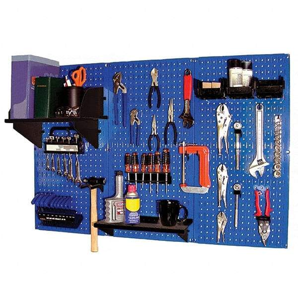 Wall Control - 48" Wide x 32" High Peg Board Kit - 3 Panels, Metal, Blue/Black - Caliber Tooling