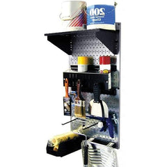 Wall Control - 16" Wide x 32" High Peg Board Kit - 1 Panels, Galvanized Steel, Galvanized/Black - Caliber Tooling