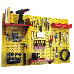 Wall Control - 48" Wide x 32" High Peg Board Kit - 3 Panels, Metal, Yellow/Red - Caliber Tooling