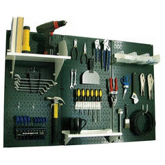 Wall Control - 48" Wide x 32" High Peg Board Kit - 3 Panels, Metal, Green/White - Caliber Tooling