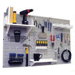 Wall Control - 48" Wide x 32" High Peg Board Kit - 3 Panels, Metal, Gray/White - Caliber Tooling