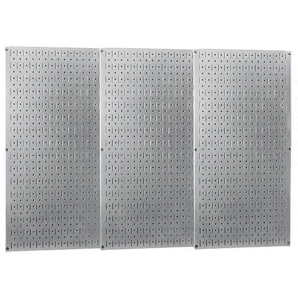 Wall Control - 48" Wide x 32" High Peg Board Storage Board - 3 Panels, Galvanized Steel, Metallic - Caliber Tooling