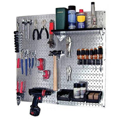 Wall Control - 32" Wide x 32" High Peg Board Kit - 2 Panels, Galvanized Steel, Galvanized/Black - Caliber Tooling