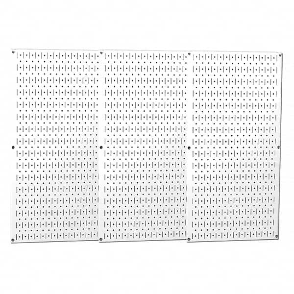 Wall Control - 48" Wide x 32" High Peg Board Storage Board - 3 Panels, Metal, White - Caliber Tooling