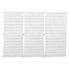 Wall Control - 48" Wide x 32" High Peg Board Storage Board - 3 Panels, Metal, White - Caliber Tooling