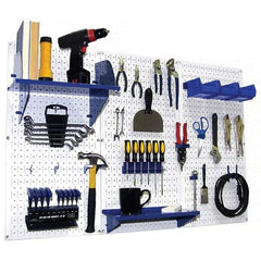 Wall Control - 48" Wide x 32" High Peg Board Kit - 3 Panels, Metal, White/Blue - Caliber Tooling