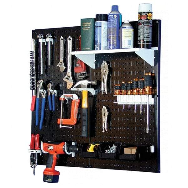 Wall Control - 32" Wide x 32" High Peg Board Kit - 2 Panels, Metal, Black/White - Caliber Tooling