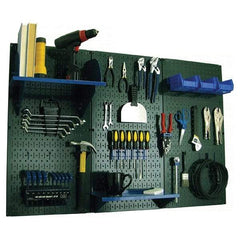 Wall Control - 48" Wide x 32" High Peg Board Kit - 3 Panels, Metal, Green/Blue - Caliber Tooling