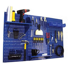 Wall Control - 48" Wide x 32" High Peg Board Kit - 3 Panels, Metal, Blue - Caliber Tooling