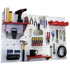 Wall Control - 48" Wide x 32" High Peg Board Kit - 3 Panels, Metal, White/Red - Caliber Tooling