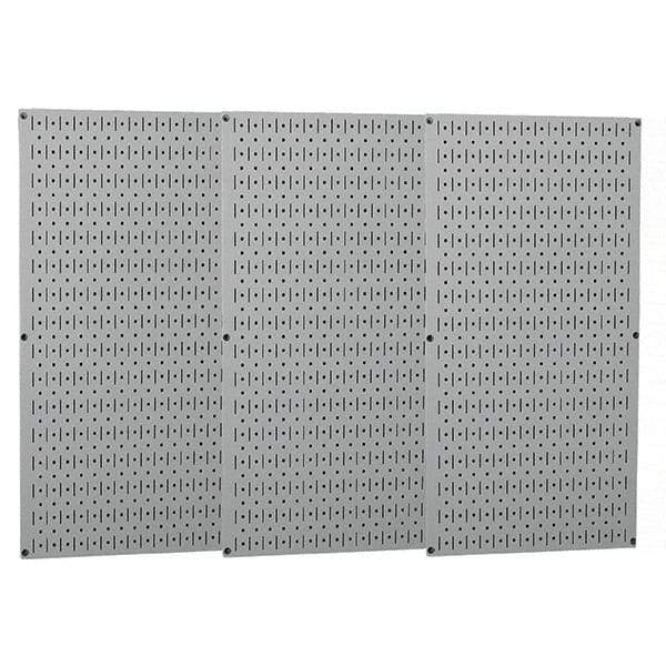 Wall Control - 48" Wide x 32" High Peg Board Storage Board - 3 Panels, Metal, Gray - Caliber Tooling