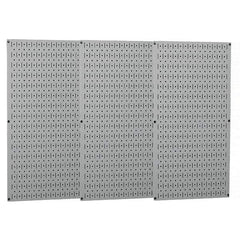 Wall Control - 48" Wide x 32" High Peg Board Storage Board - 3 Panels, Metal, Gray - Caliber Tooling