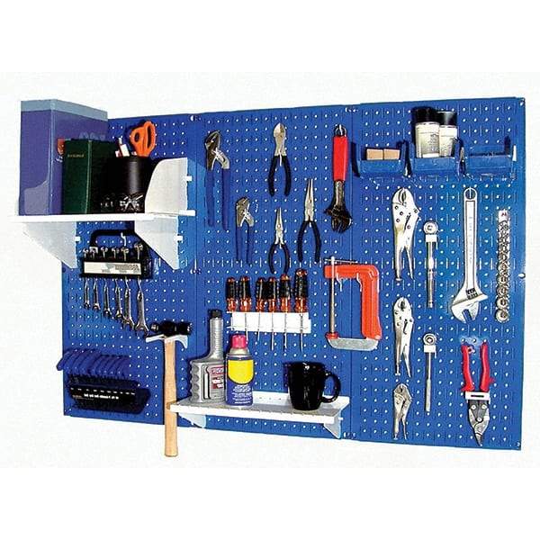 Wall Control - 48" Wide x 32" High Peg Board Kit - 3 Panels, Metal, Blue/White - Caliber Tooling