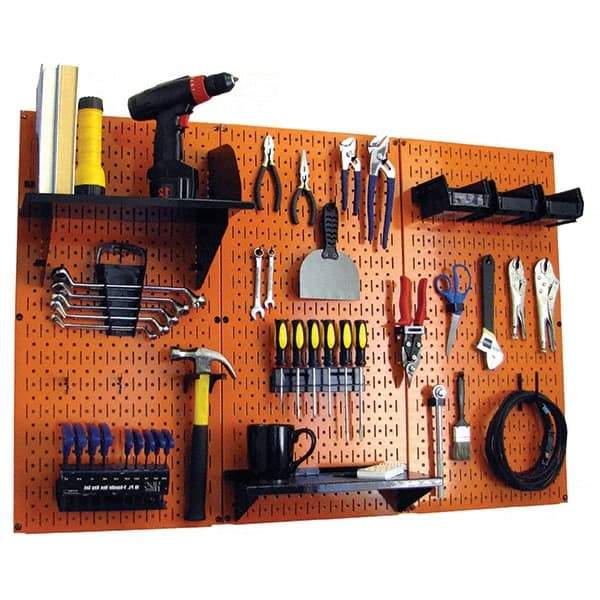 Wall Control - 48" Wide x 32" High Peg Board Kit - 3 Panels, Metal, Orange/Black - Caliber Tooling