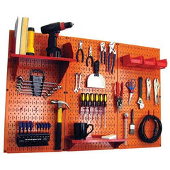 Wall Control - 48" Wide x 32" High Peg Board Kit - 3 Panels, Metal, Orange/Red - Caliber Tooling