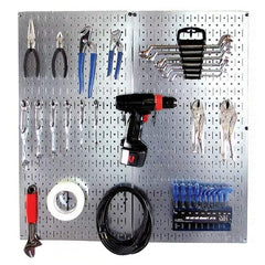 Wall Control - 32" Wide x 32" High Peg Board Kit - 2 Panels, Galvanized Steel, Galvanized/Black - Caliber Tooling