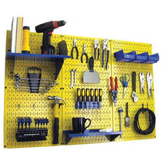 Wall Control - 48" Wide x 32" High Peg Board Kit - 3 Panels, Metal, Yellow/Blue - Caliber Tooling