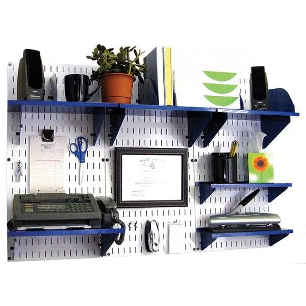 Wall Control - 48" Wide x 32" High Industrial Steel Tool Board System - 3 Panels, Metal, White/Blue - Caliber Tooling