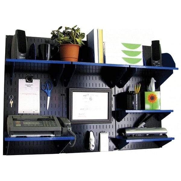 Wall Control - 48" Wide x 32" High Industrial Steel Tool Board System - 3 Panels, Metal, Black/Blue - Caliber Tooling