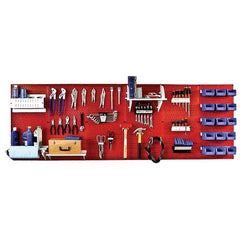 Wall Control - 96" Wide x 32" High Peg Board Kit - 6 Panels, Metal, Red/White - Caliber Tooling